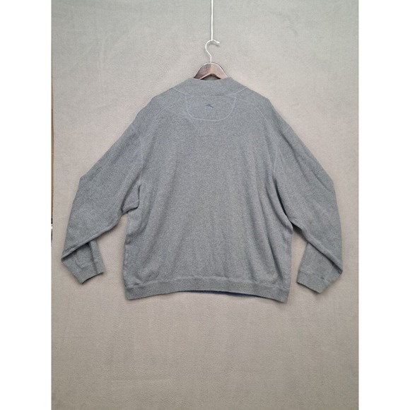 Tommy Bahama Sweater Mens 2XL XXL Reversible Quarter Zip Grey Blue - Picture 9 of 9